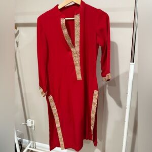 Elegant Red and Gold Women's Kurta
